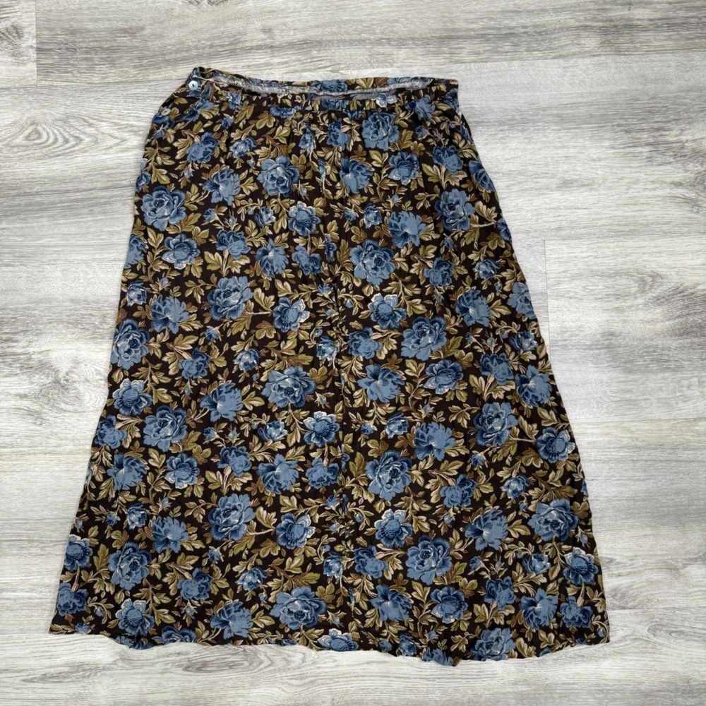 Jay Peters Floral Maxi Skirt Brown Roses Vintage Boho Cottagecore Womens Size M - Picture 2 of 7